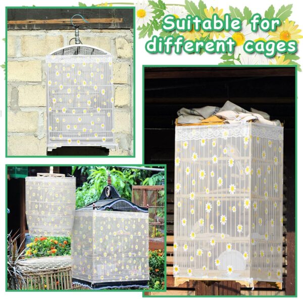 Shappy Large Bird Cage Cover Bird Cage Seed Catcher Bird Cage Liner Netting Bird Cage Accessories Skirt Guard Birdcage,adjustable Nylon Mesh Net for Parrot Parakeet Macaw(White Daisy, X-Large) - Image 6