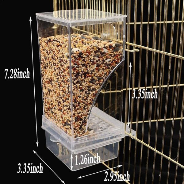 Hamiledyi No Mess Bird Cage Feeder Automatic Parrot Seed Feeders with Perch Acrylic Transparent Seed Food Container Cage Accessories for Small and Medium Parakeets Lovebirds - Image 6