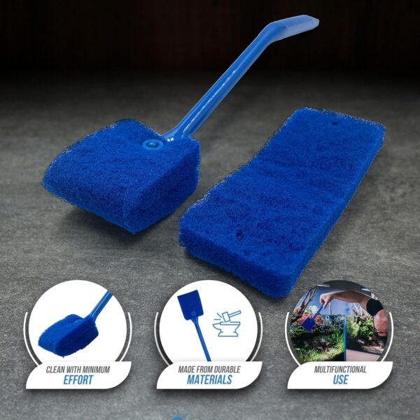 TDBS The Dustpan and Brush Store Fish Tank Cleaning Sponge, Reusable Double Sided Fish Tank Cleaner Plant Algae Scraper Long Handle Aquarium Glass Cleaner (40 cm) Free Sponge Refill Included! - Image 5