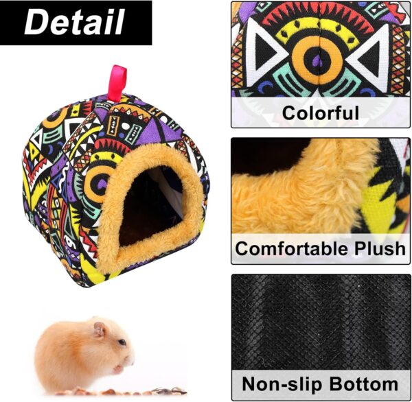 Andiker Guinea Pig Cave Bed, Small Animal Bed with Graffiti Printed Canvas and Plush Fluffy inside, Cozy Small Pet Hideout for Guinea Pig, Hamster, Hedgehog, Syrian Hamsters, Chinchilla (Geometric) - Image 6