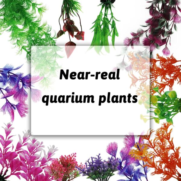 QUOZUO 25pcs Aquarium Decorations Plants with Rockery View, Aquarium Decor Plastic Plants and Rock Cave Hideout Ornaments, Fish Tank Accessories Plants for aquariums - Image 7