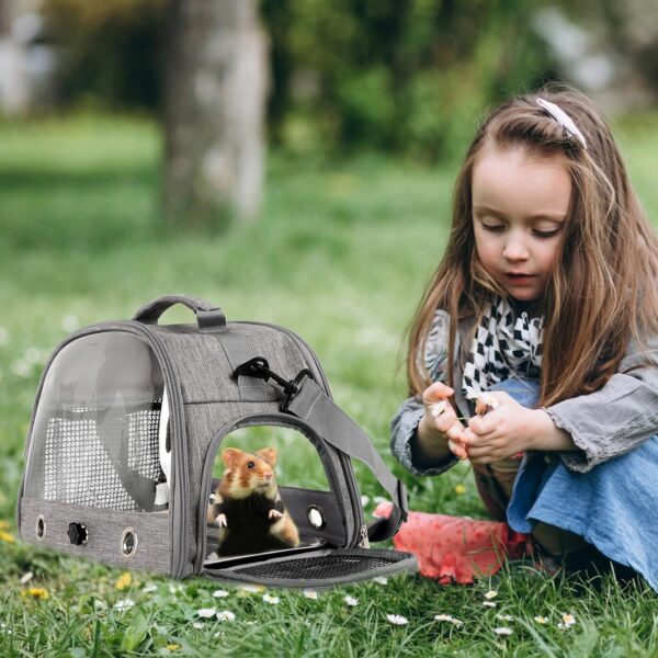 Bird Travel Carrier with Perch Parakeet Backpack Carriers with Stainless Steel Plate Portable Pet Carrier Bag for Bird Cage Accessories Transparent Travel Carrier Cage for Budgie Conure Cockatiel - Image 6