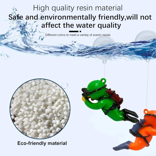 LZGOPE 4 PCS Fish Tank Decorations, Mini Fish Tank Decorations, Floating Diver Fish Tank Decorations with Water Globes and Fish Line, Resin Aquarium Accessories for Home Office Fish Tank Decorations - Image 3