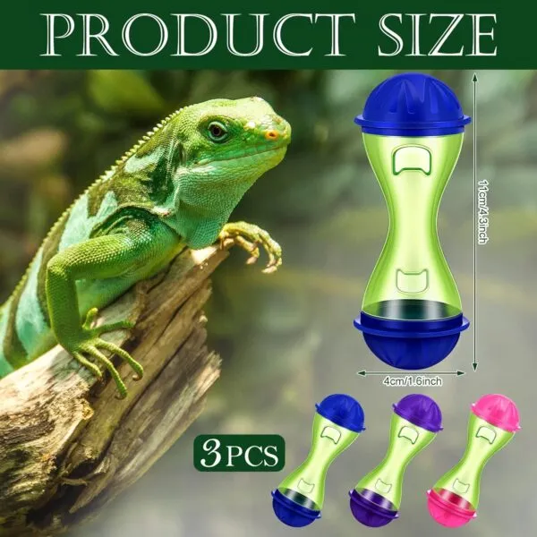 Kathfly Bearded Dragon Toys (3pcs) - Reptile Enrichment Ball Accessories, Food Toys, Transparent Design, Pet Tank Decor, Lizard Gecko Small Animal Habitat Terrarium - Image 3