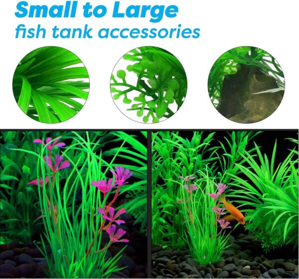 Vibury Aquarium Decoration Plants with Rockery View, 13pcs Green Aquarium Plants Plastic and Aquarium Mountain Reef Rock Cave Resin Fish Tank Ornament Decoration - Image 4