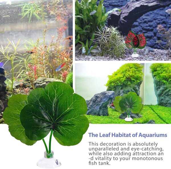 Fish Tank Plants, Betta Bed Leaf Hammock Aquarium Plants Lightweight Resting Spot for Betta Fish Spawning Leaf Simulation Leaves With Suction Cup Fish Tank Decorations Accessories (3PCS) - Image 2