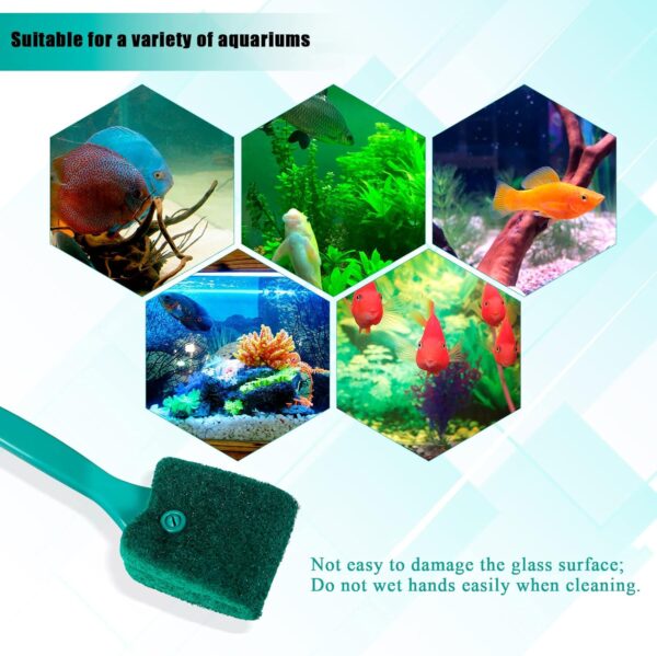 4 Pcs Double Sided Aquarium Fish Tank Sponge Cleaning Brush, Long Handle Fish Tank Algae Cleaner Aquarium Algae Scraper for Glass Aquariums (6 PCS) - Image 5