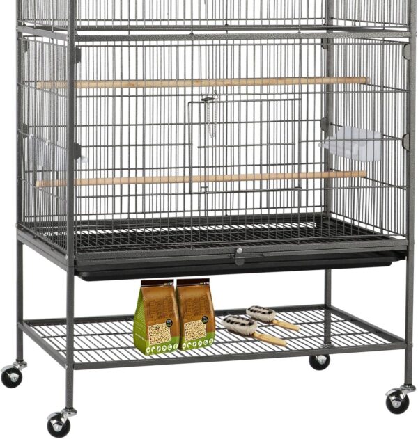 Yaheetech 132cm Large Parrot Bird Cage for Cockatiel Lovebird Durable Frame With Perch Stand and Wheels Black - Image 8