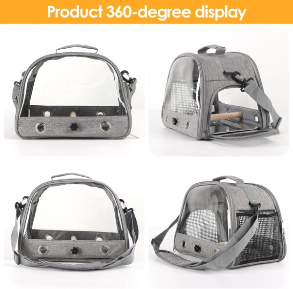 Bird Travel Carrier with Perch Parakeet Backpack Carriers with Stainless Steel Plate Portable Pet Carrier Bag for Bird Cage Accessories Transparent Travel Carrier Cage for Budgie Conure Cockatiel - Image 7