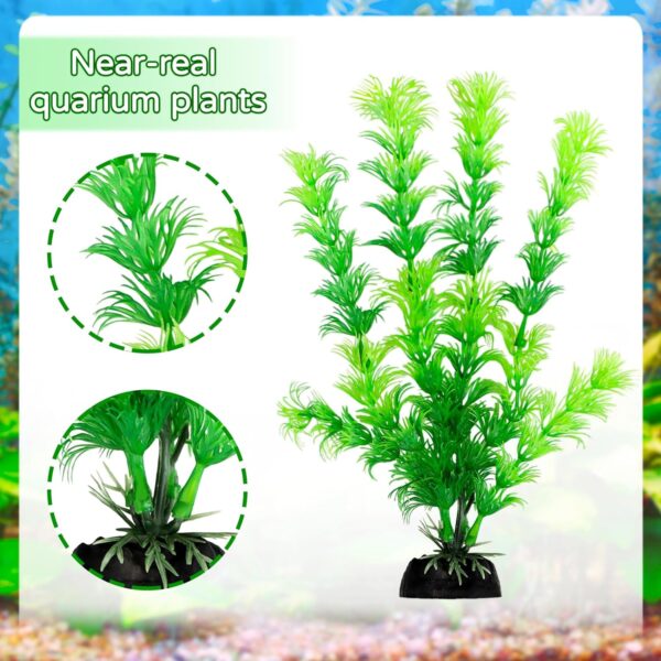 Fish Tank Accessories Artificial Plants, QUOZUO 9pcs Green Aquarium Decorations Plants and Cave Rock Decor Set, Aquarium Decor Plastic Plants - Image 7