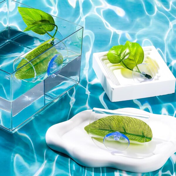 Juexica 6 Pcs Betta Fish Acrylic Tube Tunnel Hollow Betta Fish Cave with Betta Fish Leaf Pad Betta Fish Tank Accessories for Aquarium Decor Fish Tank Accessories Decorations Shrimp Hideout Design Tube - Image 6