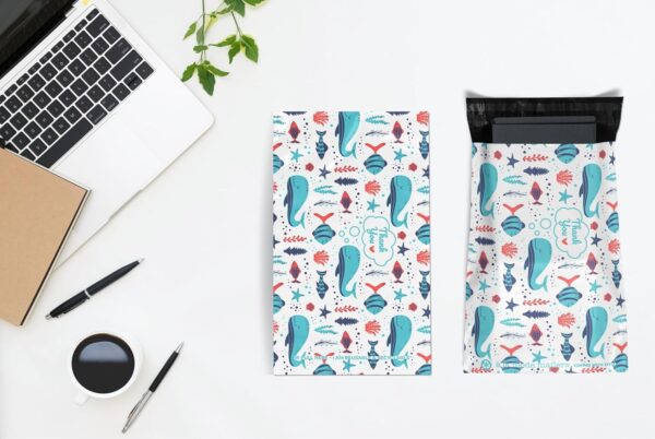 10x13 Poly Mailers 100 Pack | Under The Sea | Reusable Shipping Supplies Envelopes | Plastic Small Business Clothing Packaging Mailing Bags | Self Seal Animal Whale Fish Thank You - Image 7