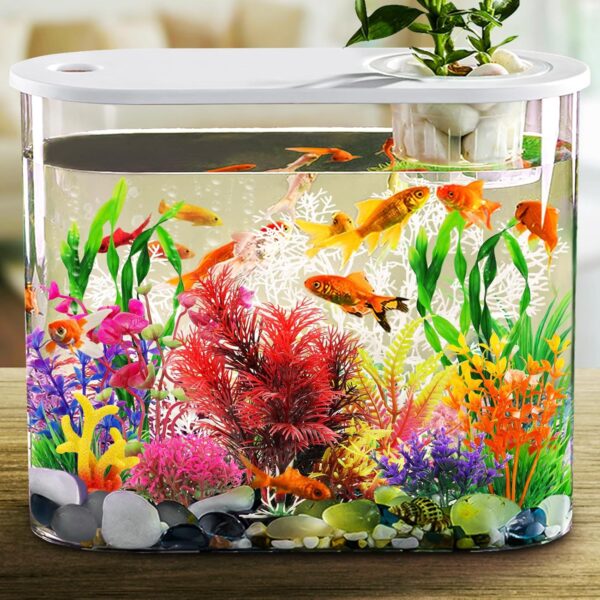 QUOZUO Aquarium Decorations Plants with Resin Coral, 12 pcs Fish Tank Accessories, Fish Tank Decorations Small Plants Plastic, Aquarium Decor Artificial Plant - Image 5