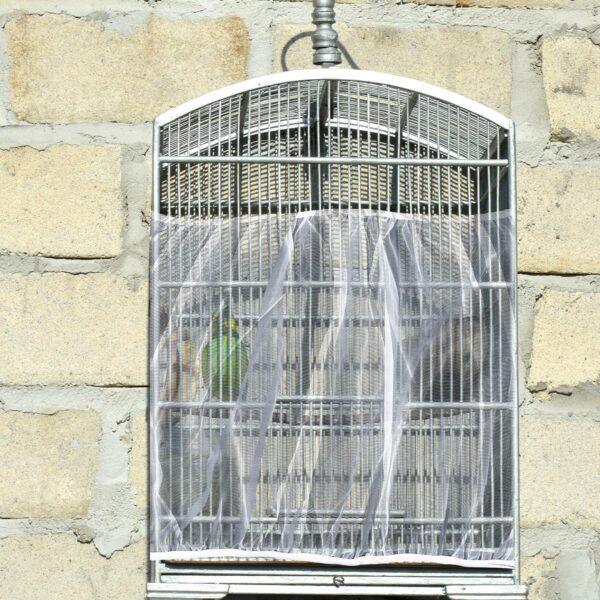NAUZE 2 Pieces Bird Cage Net Cover Bird Cage Seed Catcher Adjustable Birdcage Cover Ventilate Dustproof for Bird Cage Accessories - Image 5