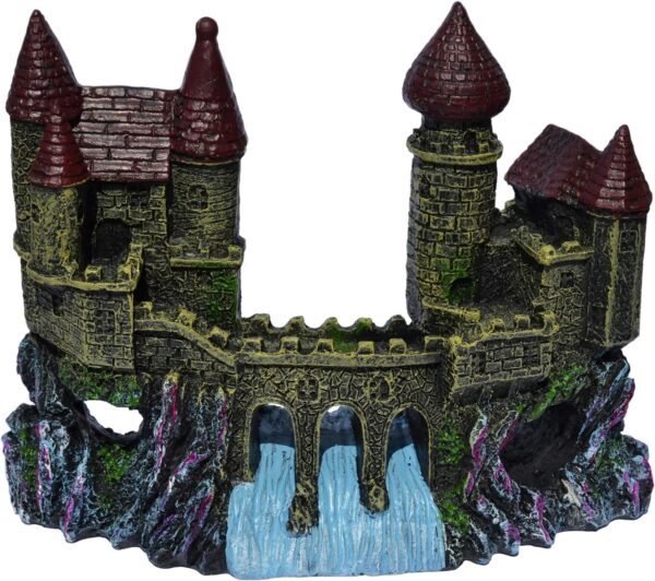 Supa Castle and Bridge Aquarium/Fish Tank Ornament | Realistic Detail | Approx. 6.5cm(L) x 16.5cm(W) x 13cm(H). - Image 3