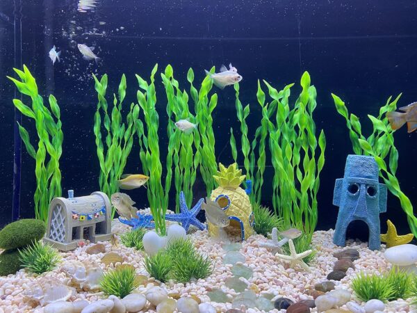 BEGONDIS 23 Pcs Aquarium Decorations Fish Tank Artificial Green Water Plants with Resin Ornamnet, Accessories Ornament Kit - Image 3