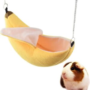 ANZONGYI Banana Hamster Bed House Hamster Hanging Swing Bed Warm House Cage Nests Small Animals Accessories for Sugar Glider Hamster Squirrel Chinchilla Hedgehog Rat Small Bird Pet