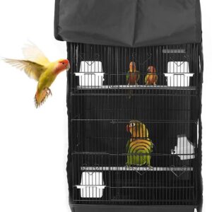 ASOCEA Extra Large Bird Parrot Cage Cover Good Night Birdcage Cover Universal Blackout for Parakeets Budgies Macaw Conure Square Cages - Black