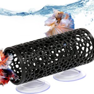 Abizoo Betta Fish Toys,Betta Tunnel Black,Small Hole Hollow Betta Fish cave,Safer for Small Fish Shrimp Betta Guppies,Aquarium Decor Fish Tank Accessories Decorations Hideout Tube