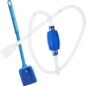 Aquarium Siphon Gravel Cleaner with Brush, Hand Syphon Pump for Fish Tank - No Need to Remove Fish or Plants, Perfect for Regular Water Change (Syphon Pump + 40cm Brush)