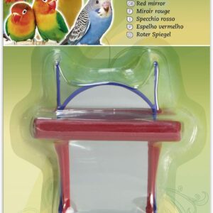 Arquivet Red Bird Cage Mirror - 12 x 10 cm - Cage Accessories - Toys for Canaries, Lovebirds, Parakeets, Parrots - Entertainment for Birds