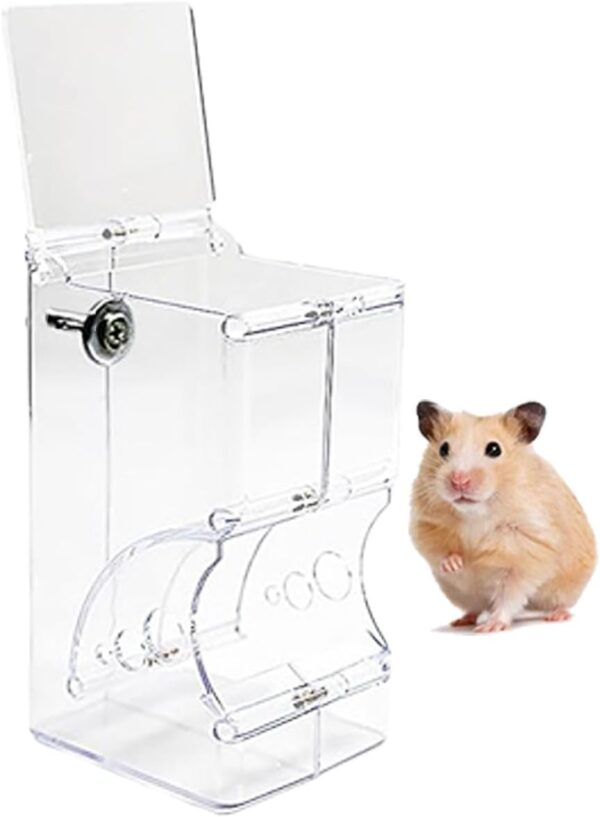 BenePoint Automatic Hamster Feeder, Clear Acrylic Automatic Pet Feeder Pet Food Dispenser, Hamster Food Bowl Guinea Pig Food Dispenser for Small Animal Feeding & Watering Supplies (S)