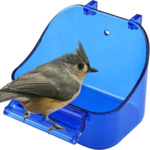 Bird Bath for Cage Bird Bath Box Bird Bath Tub Bird Box Parrot Bath Tub Shower Box Bird Cage Accessory Supplies for Little Bird Canary Budgerigar Parrots Crested Myna Cockatiel Lovebird Blue (blue)