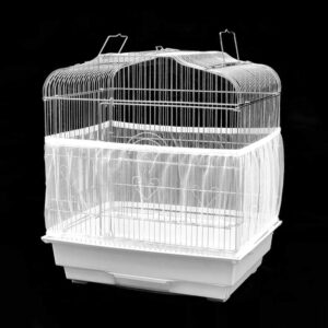 Bird Cage Seed Catcher Seeds Guard Parrot Birdcage Airy Mesh Net Cover Stretchy Shell Skirt Bird Cage Accessory(Medium Size)