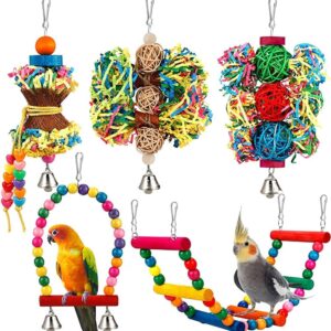 Bird Parakeet Toys Foraging Shredding Toys Parrot Cage Accessories Hanging Toys Bird Swing Bird Ladder for Parrots Lovebird Cockatiel Conure