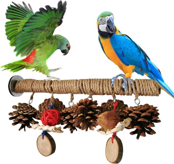 Bird Perch Stand Perches for Bird Cages,Bird Cage Parrot Toys Natural Wood Bird Perch Stand,Bird Cage Accessories for Parrots for Cockatiels, Small Birds