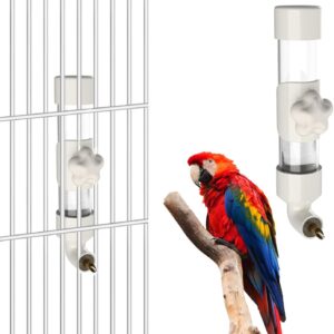 Bird Water Feeder, 300ML Automatic Bird Water Dispenser Parrot Water Bottle Bowl Bird Water Drinker Cage Accessories for Parrot Budgie Cockatiel Parakeet Lovebirds Small Animals (White)