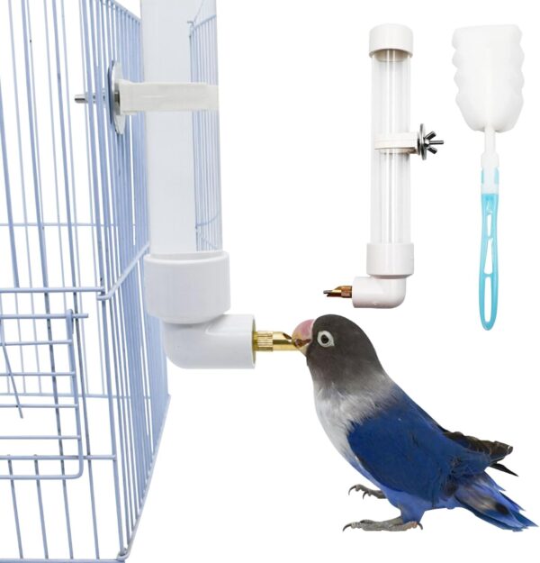 Bird Water Feeder,1PC Automatic Parrot Water Dispenser Bird Water Bottle with Cleaning Brush,Bird Cage Accessories Bird Drinker Bowl Fountain for Parrot Budgie Lovebirds Cockatiel Parakeet,130ML