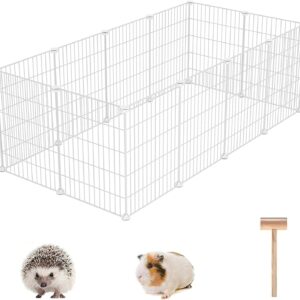 C&AHOME Pet Playpen, Small Animals Supplies, 12 Panels Exercise Playpens Cage, C Grids Portable Yard Fence Indoor, Ideal for Guinea Pigs, Pet Products, DIY Metal Yard Fence, 12" × 15" White UPPM3412W