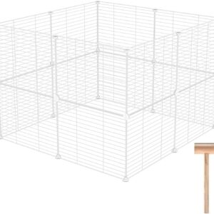 C&AHOME Pet Playpen, Small Animals Supplies, 16 Panels Exercise Playpens Cage, C Grids Portable Yard Fence Indoor, Ideal for Guinea Pigs, Pet Products, DIY Metal Yard Fence, 12" × 15" White UPPM3416W