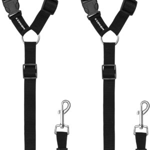 CGBOOM Dog Car Seat Belt, 2 Pack Dual Use Adjustable Dog Car Harness Restraints Leads Pet Puppy Dog Safety Seat Belt for Any Cars Vehicle Travel Dog Accessories (Black)