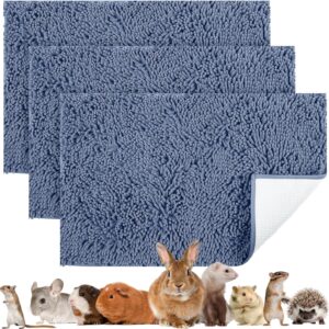 Chumia 3 Packs Guinea Pig Cage Liners Bedding Bulk, Chicken Nesting Pads Reusable Fleece Blanket for Rabbit Small Animals Cage Absorbent Pee Pad Supplies Bed Mat (Blue,16 x 24 Inch)