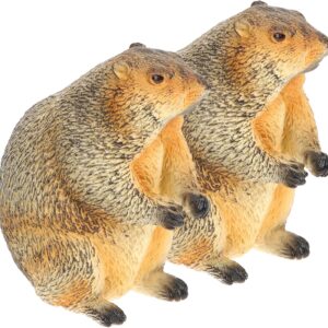 Ciieeo 2pcs Animal Model Groundhog Figurine Gopher Ornament Miniature Groundhog Statue Supplies Garden Groundhog Figure Easter Party Decor Small Ingredients Child Plastic