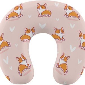 Cute Corgi Pet Neck Pillow for Travel Memory Foam U Shaped Support Cushion Plane Pillows Train Car Office