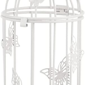 Decorative Bird Cage Candle Holder, Wedding Lantern Decorative Vintage Birdcage Candlestick Holders Hollow out Candlestick Cage Shape Candle Holder for Table Centerpiece Home Decoration(White)