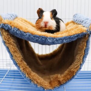 Dnoifne Fleece Winter Warm Rat Hammock, Double Layer Hanging Birds Nest Bed with Warm Fleece, Bird Cage Stand Perch, Hideaway Cave Bed Tent, Sleep Bed Cage Accessories for Rat Guinea Pig Chinchilla