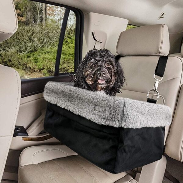 Dog Booster Car Seat, for Small and Medium Pets Up to 8kg, with Clip On Safety Lead, Elevated Pet Booster Seat