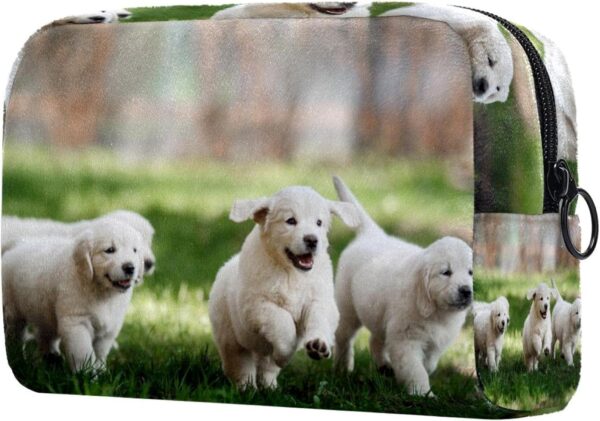 Dog Pet Puppy Print Travel Cosmetic Bag for Women and Girls, Small Makeup Bag Zipper Pouch Toiletry Organizer
