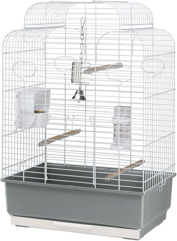 Ferplast Bird Cage Aviary Gala Large Cage for Birds, Parakeets, Parrotlets, Cockatiels, Parrots, Metal, Accessories included Rotating Feeder Perches, 50 x 30 x h 75.5 cm