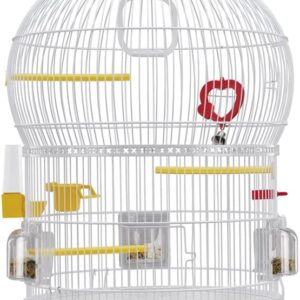 Ferplast Bird Cage BALI Cage for Birds, Canaries, Budgies, Finches, Loverbirds, Metal, Accessories Included Rotating Feeders Perches, 43.5 x 43.5 x h 68.5 cm.