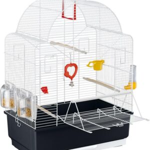 Ferplast Bird Cage Ibiza Open Cage for Birds, Canaries, Budgies, Finches, Loverbirds, Metal, Accessories included Rotating Feeders Perches, 49.5 x 30 x h 69 cm