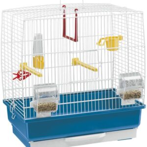 Ferplast Bird Cage Rekord 2 Cage for Birds, Canaries, Budgies, Finches, Metal, Accessories included Rotating Feeder Perches, 39 x 25 x h 41 cm