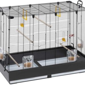 Ferplast Large Cage for Canaries, Parakeet Cage Exotic Bird Cage PIANO 6, with Revolving Feeders and Accessories, 87 x 46.5 xh 70 cm