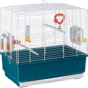 Ferplast Rekord 3 Bird Cage with Pearly White Bars with Accessories, Medium