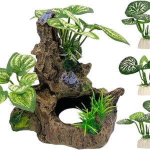 Fish Tank Decorations Aquarium Decoration Small Ornaments Accessories Betta Fish Hides Cave Rest Soft Silk Leaf (A-Set) (A-set)