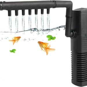 Fish Tank Filter, 3 in 1 Fish Tank Submersible Pump, Low Noise Design with Spray Rod, 5W Built-in Filter Pump, with Oxygenation Function, Suitable for Small Aquariums/Turtle Tanks/Fish Tanks